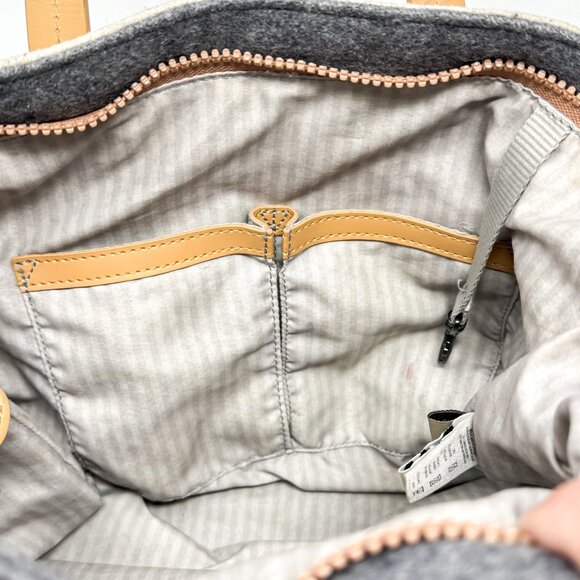 Sherpani Faith Messenger Crossbody Bag Gray Wool Tan Vegan Leather Soft Utility - Picture 10 of 14